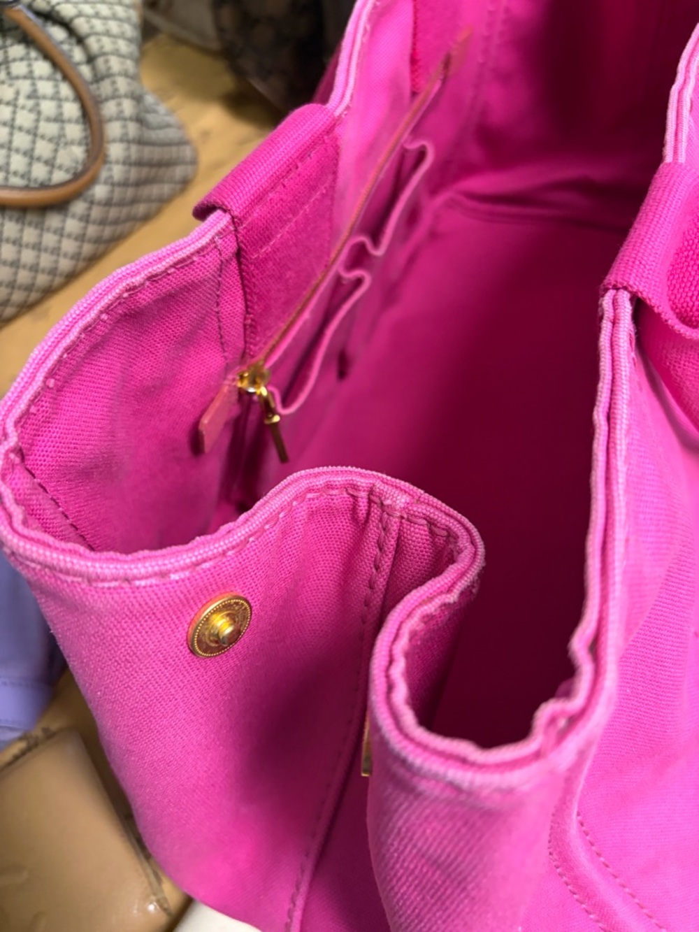 Authentic Prada Pink Canvas Canapa Tote - Picture 10 of 13